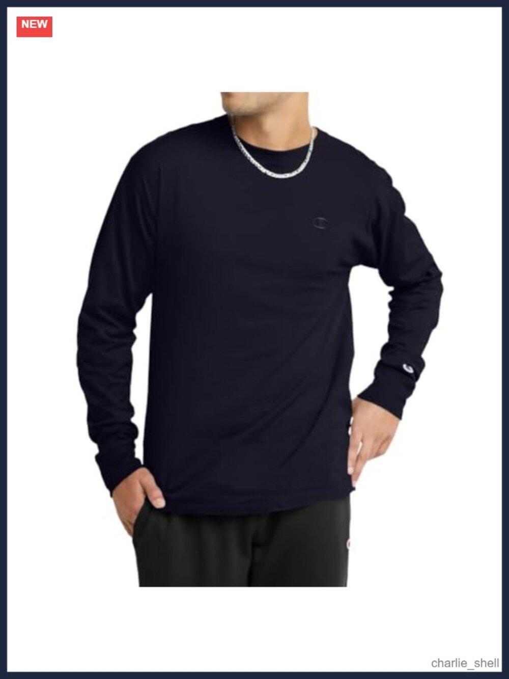 Men's Long Sleeve Crew Neck Cotton T-Shirt Standard Fit Athletic Tee